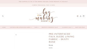 The Bag Making Academy - Pre-Interfaced Faux Suede Lining Fabric