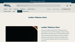 Weaver Leather - Thickness Chart