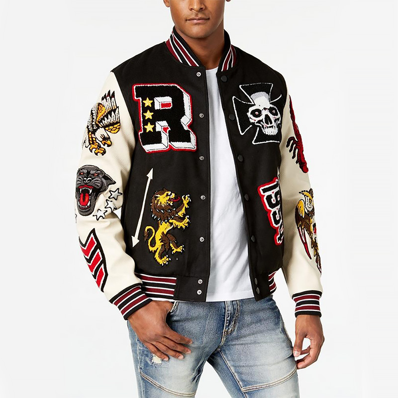 An application scenario or product detail of wholesale varsity jackets with leather sleeves - Image 1