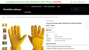G & F Products - Premium Cowhide Leather Work Gloves