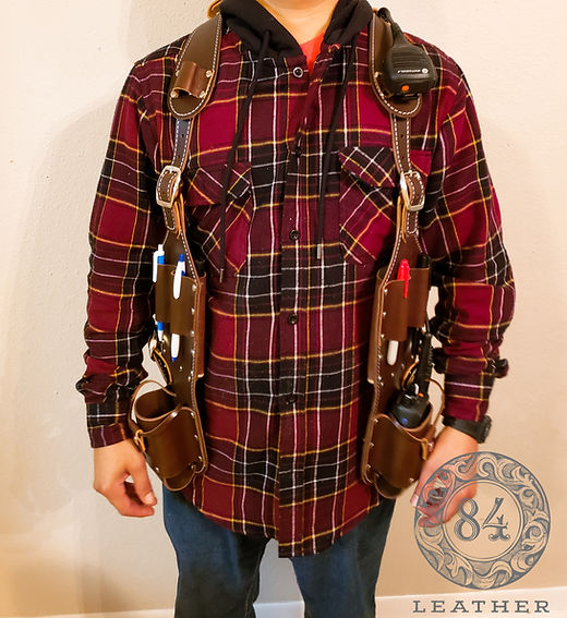 custom leather radio harness