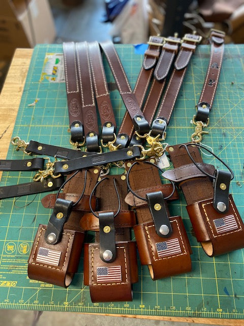 custom leather radio harness