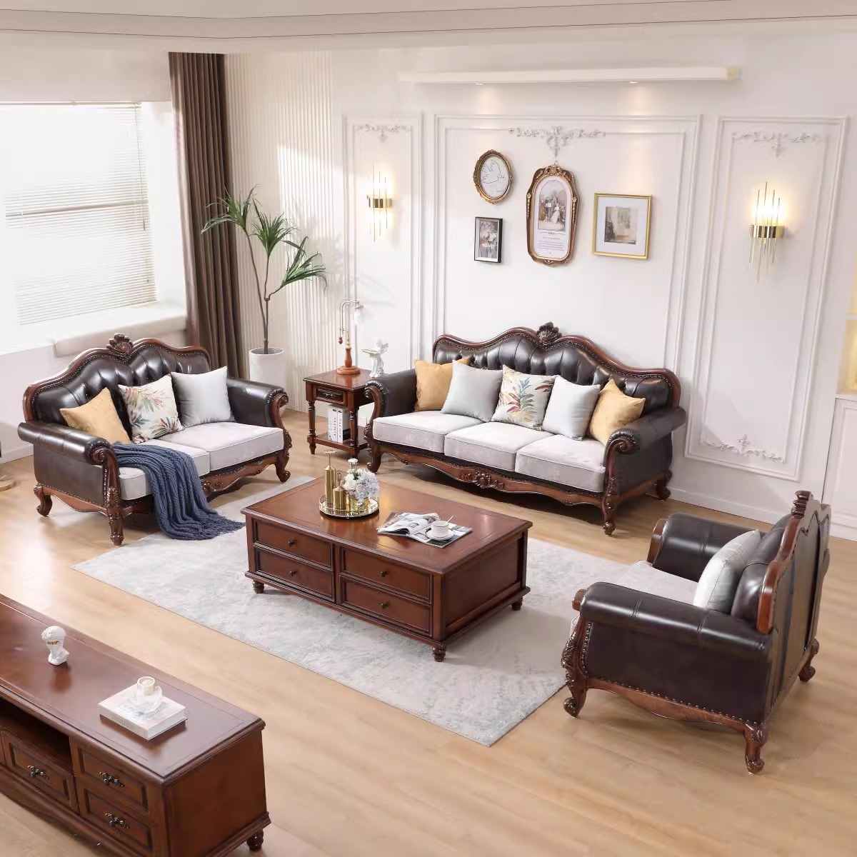 mixing leather and fabric furniture