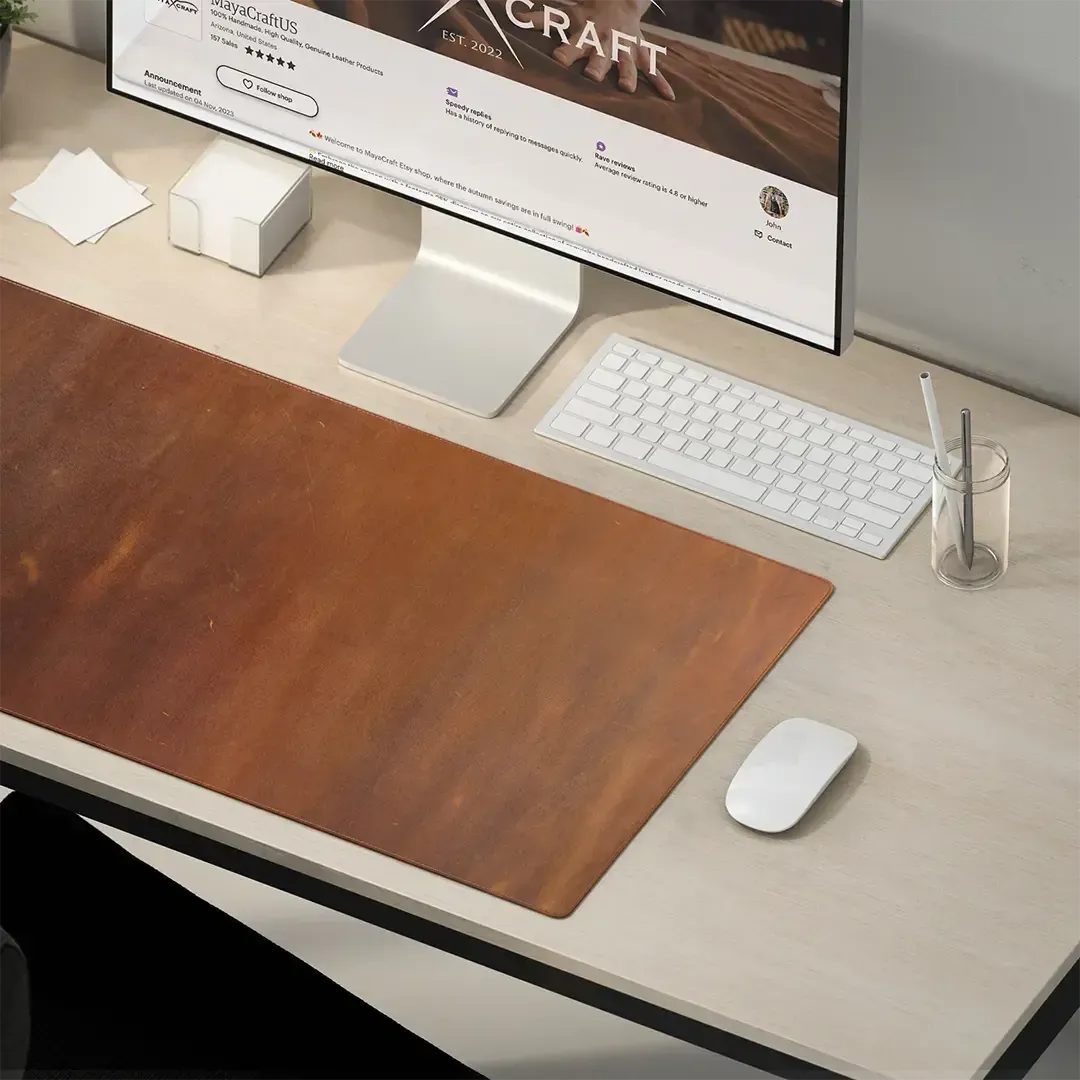 custom leather desk mat