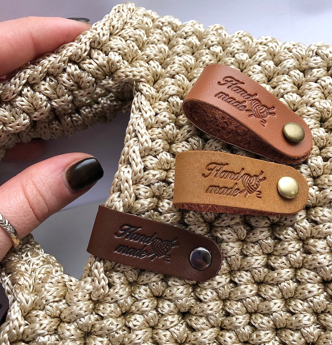 custom leather tags for crochet