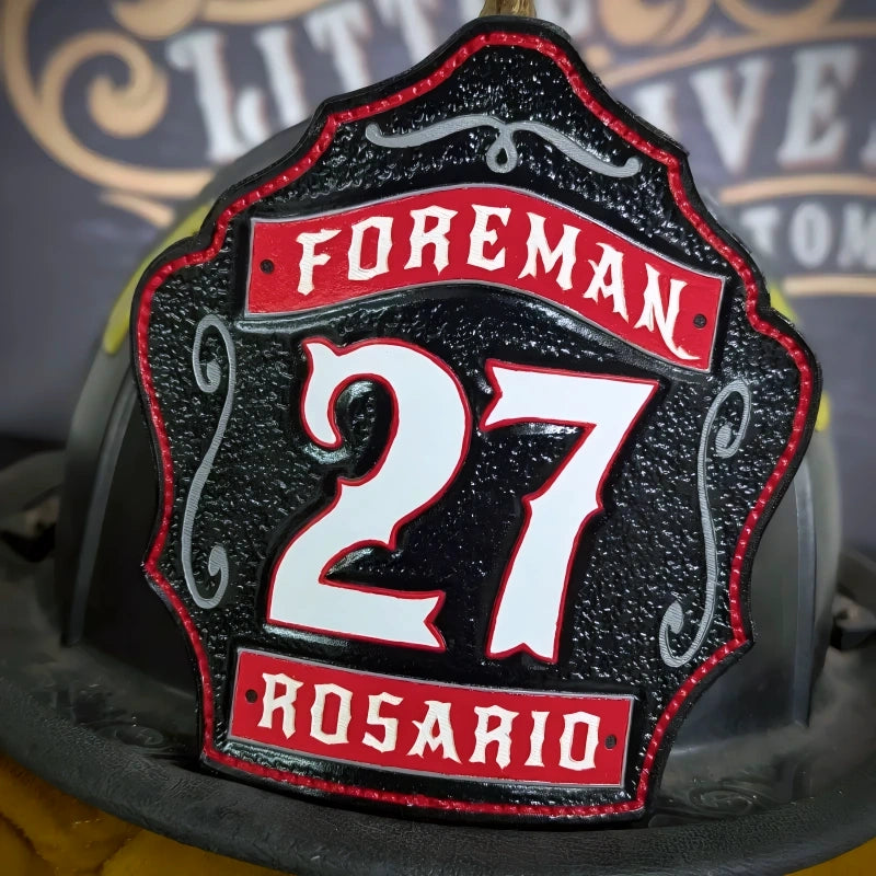 custom leather fire helmet shields