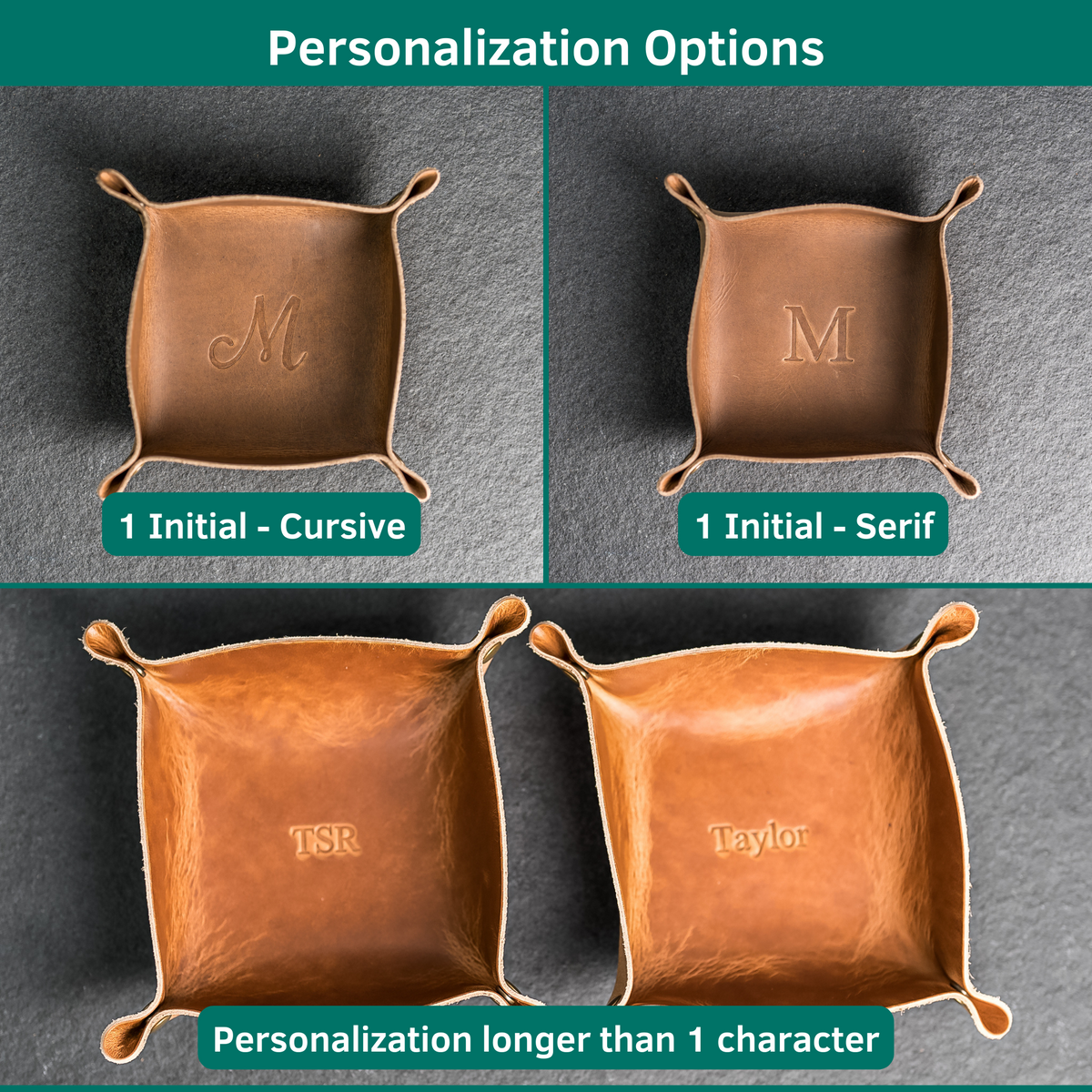 custom leather valet tray