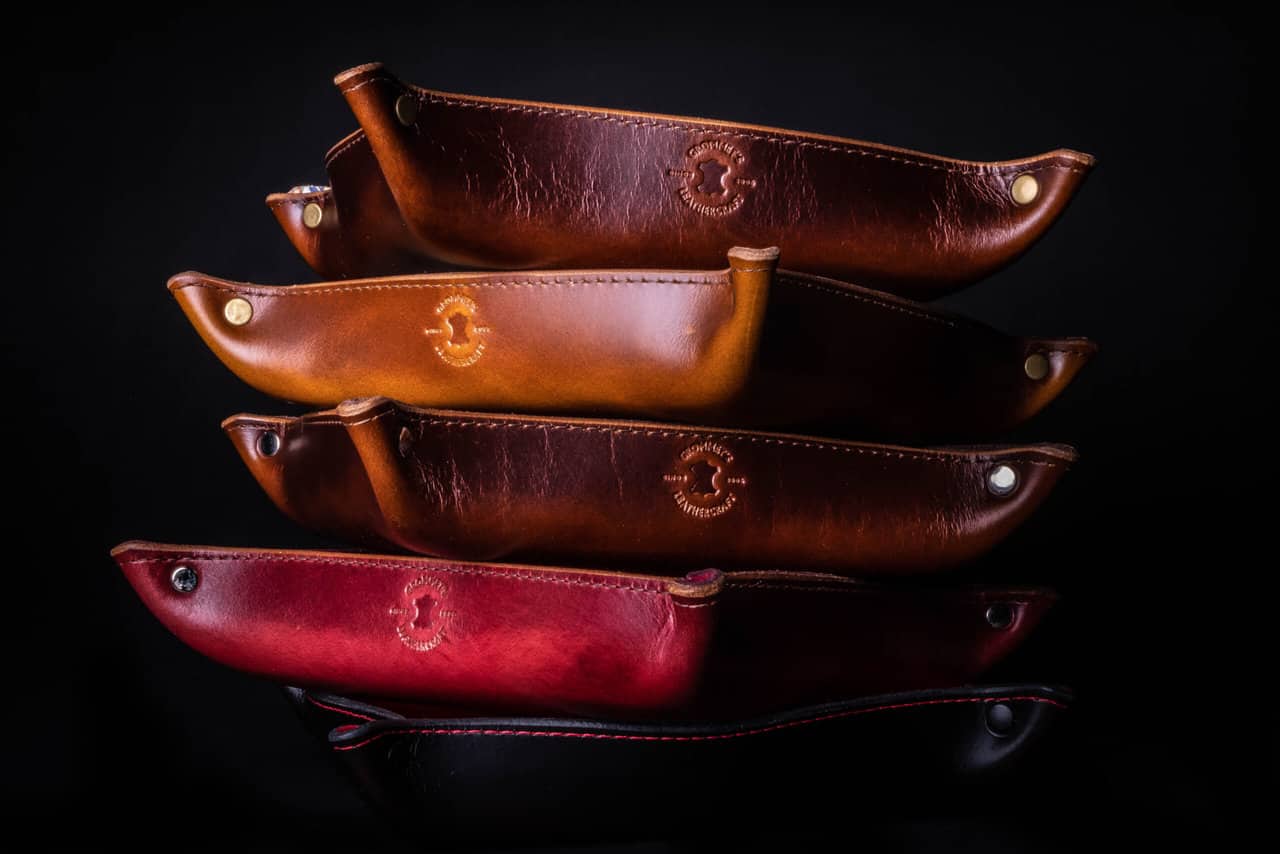 custom leather valet tray