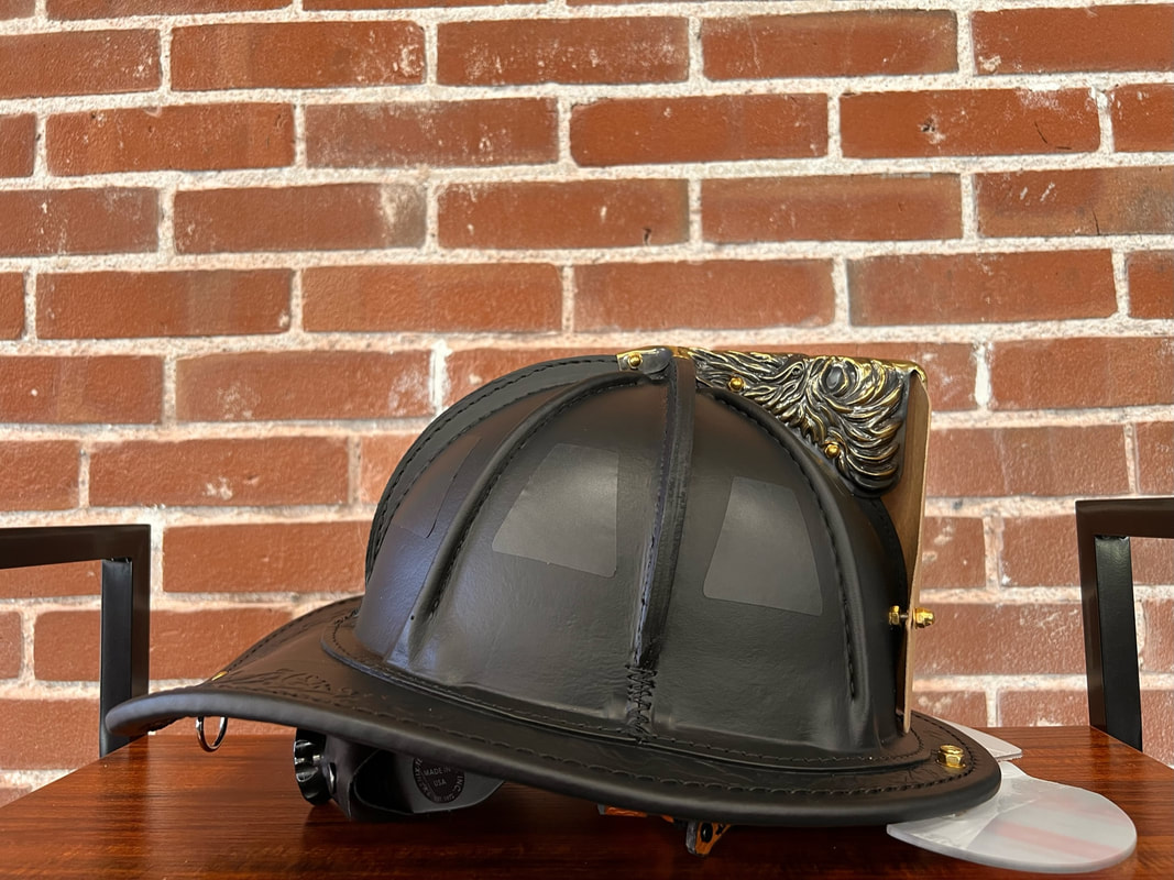 custom leather fire helmets