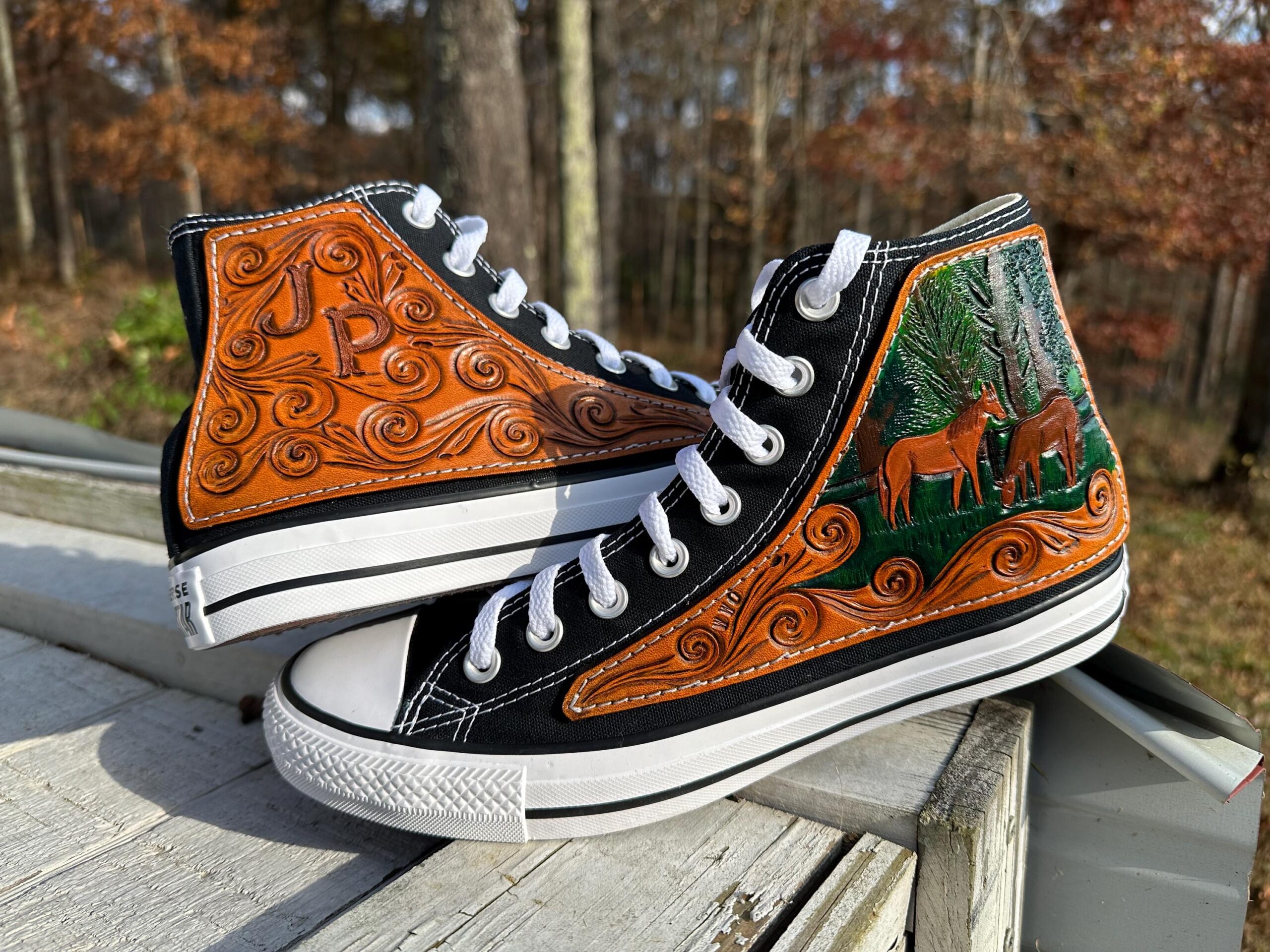 custom leather converse