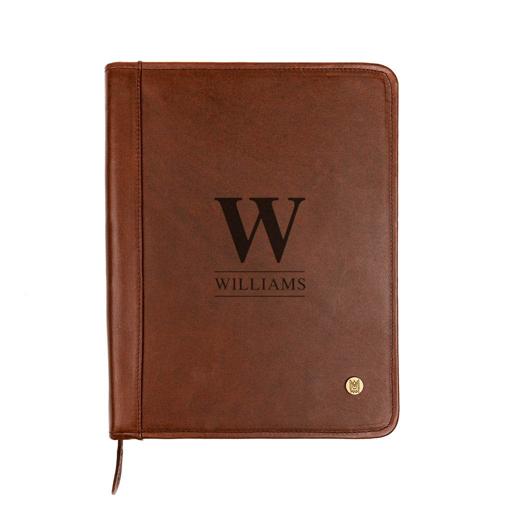 custom leather portfolio with logo