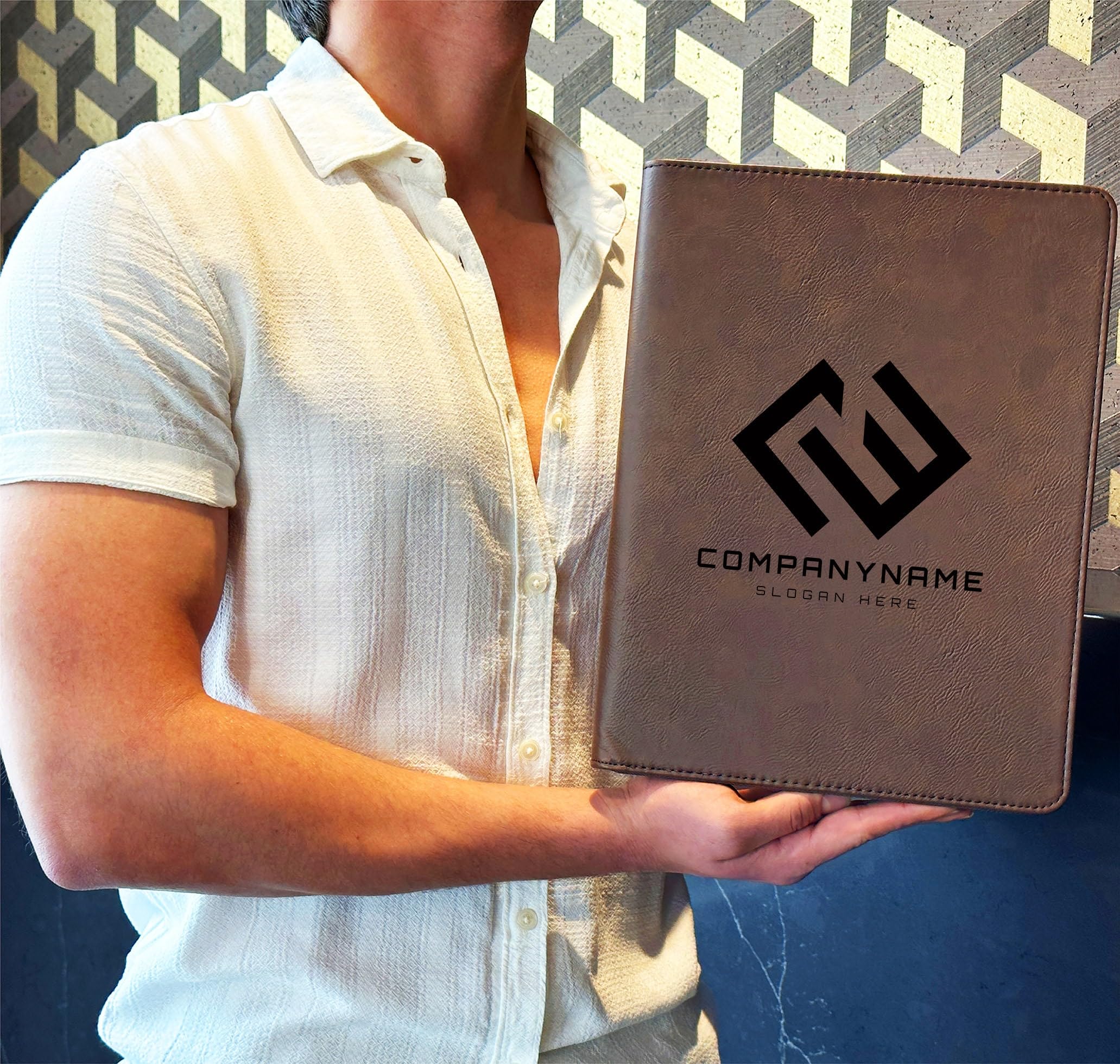 custom leather portfolio with logo