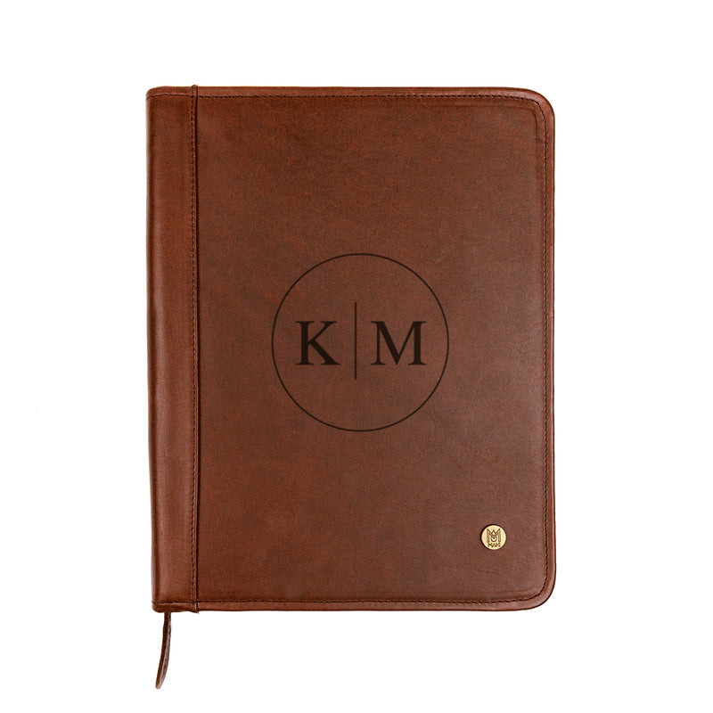 custom leather portfolio with logo