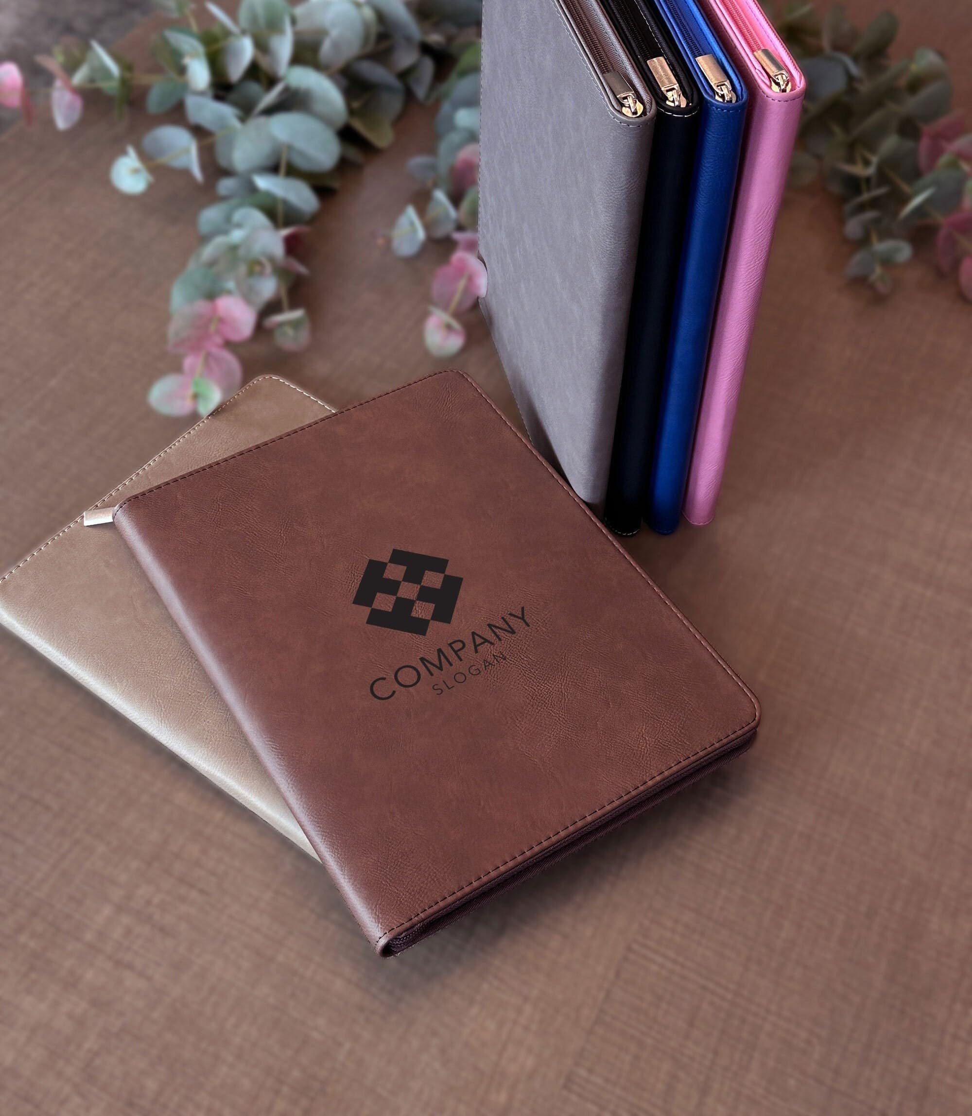 custom leather portfolio with logo