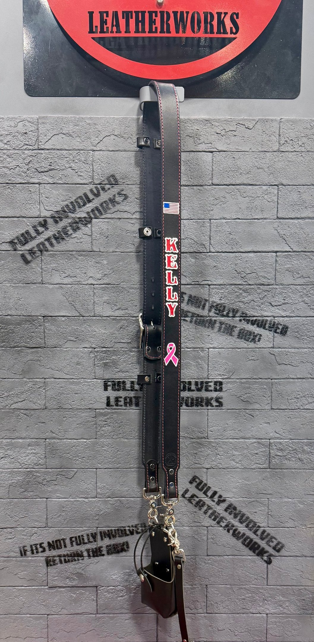 custom leather radio strap firefighter