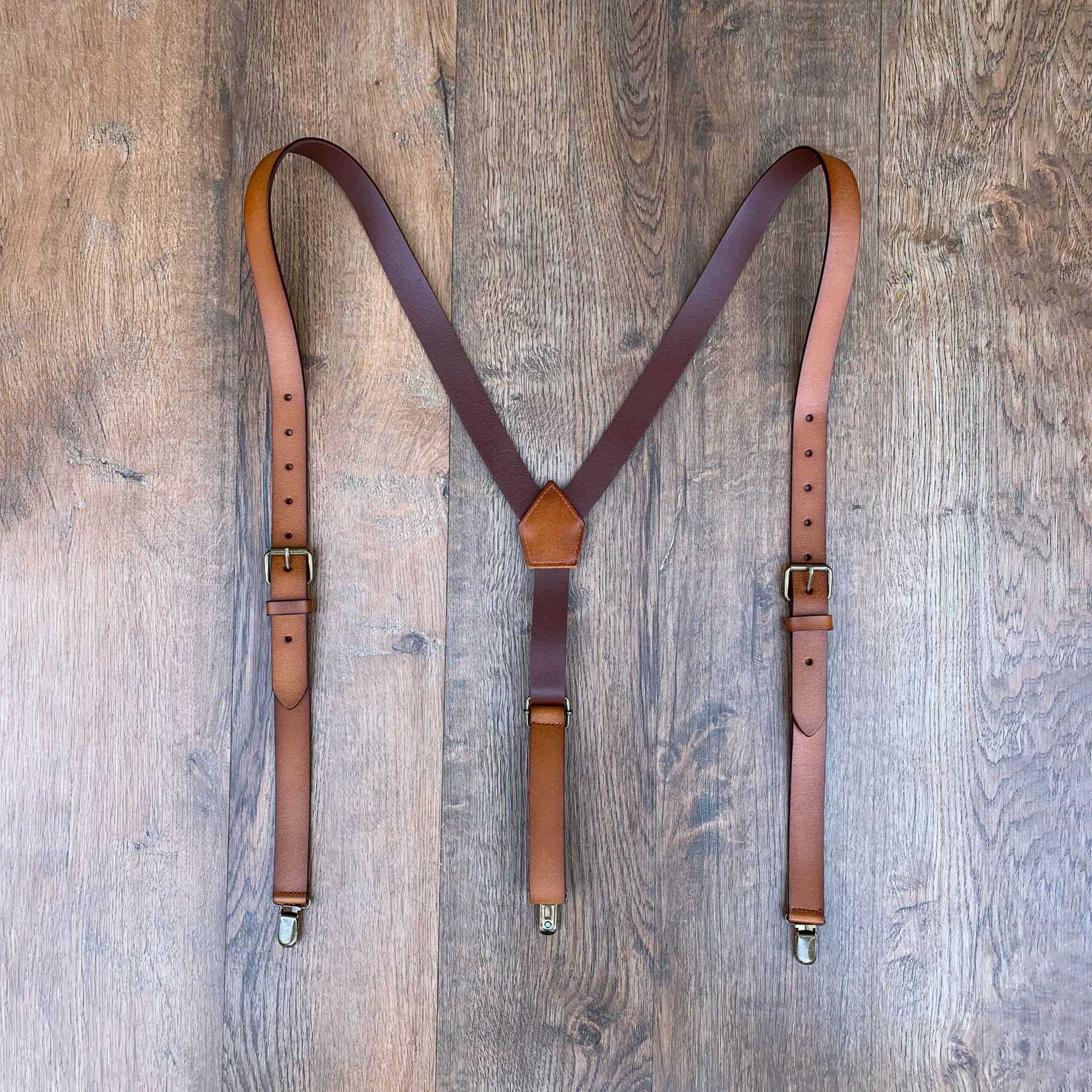 custom leather suspenders