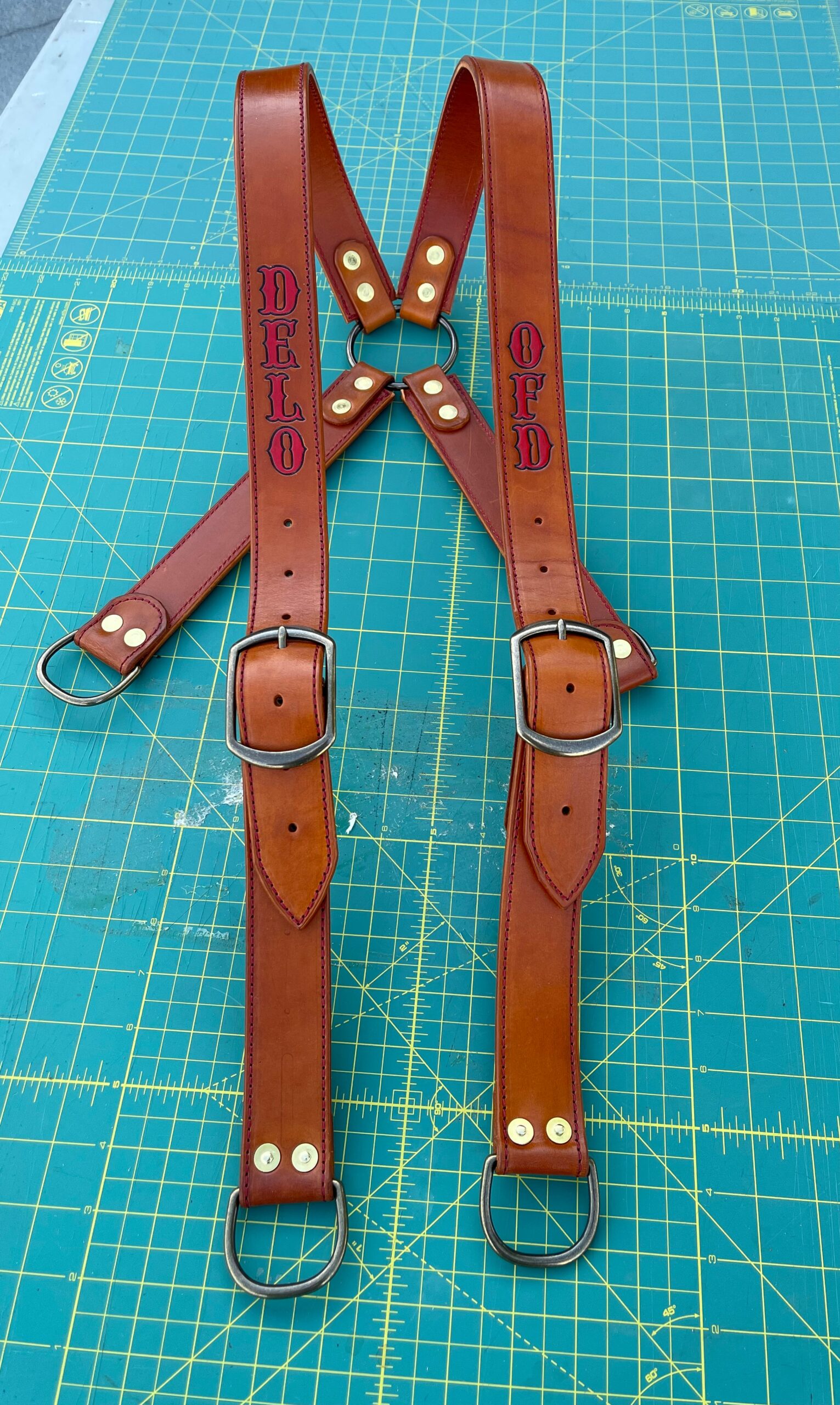 custom leather suspenders