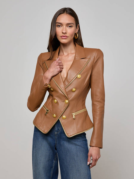 l'agence leather blazer