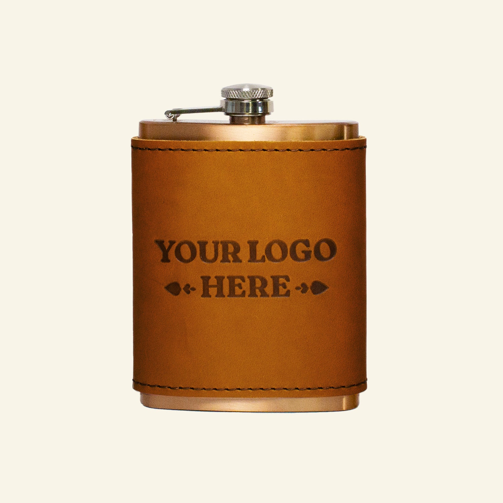 custom leather flask