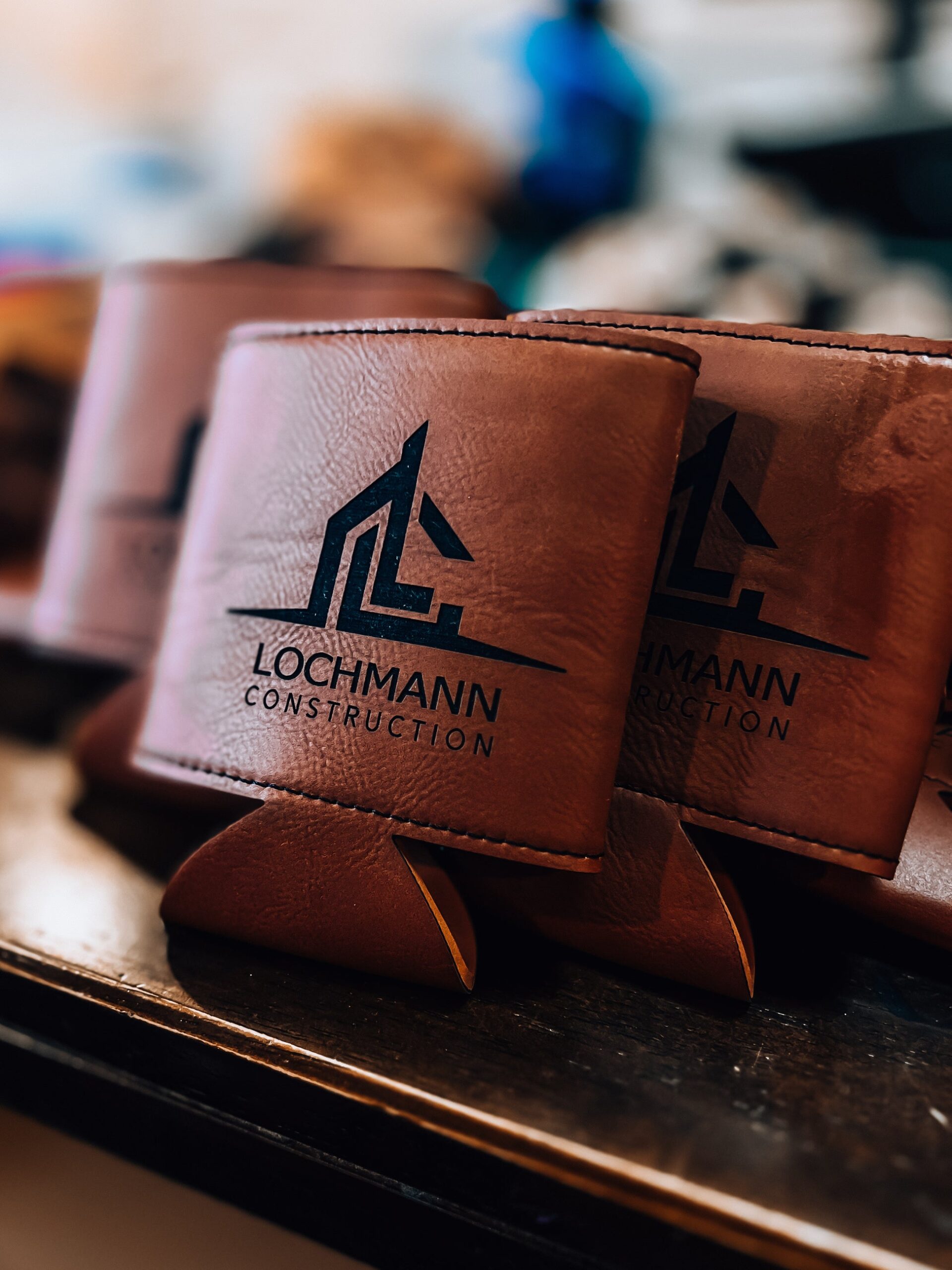 custom leather koozie